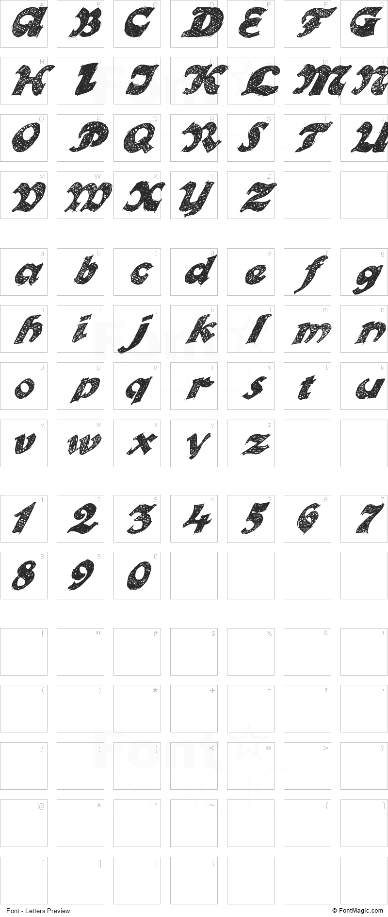 Otto Land Font - All Latters Preview Chart